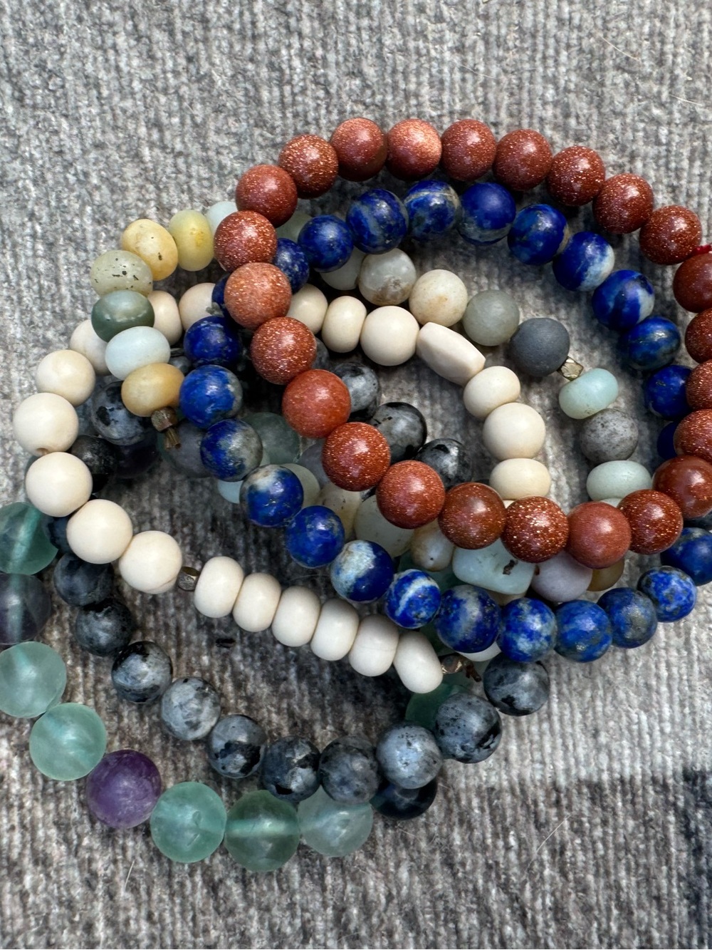 Stone beaded bracelet stack